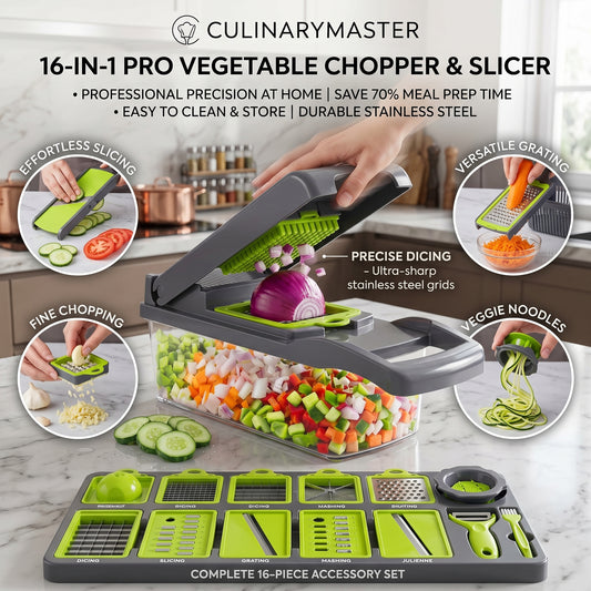 16-in-1 Multifunction Vegetable Chopper & Slicer