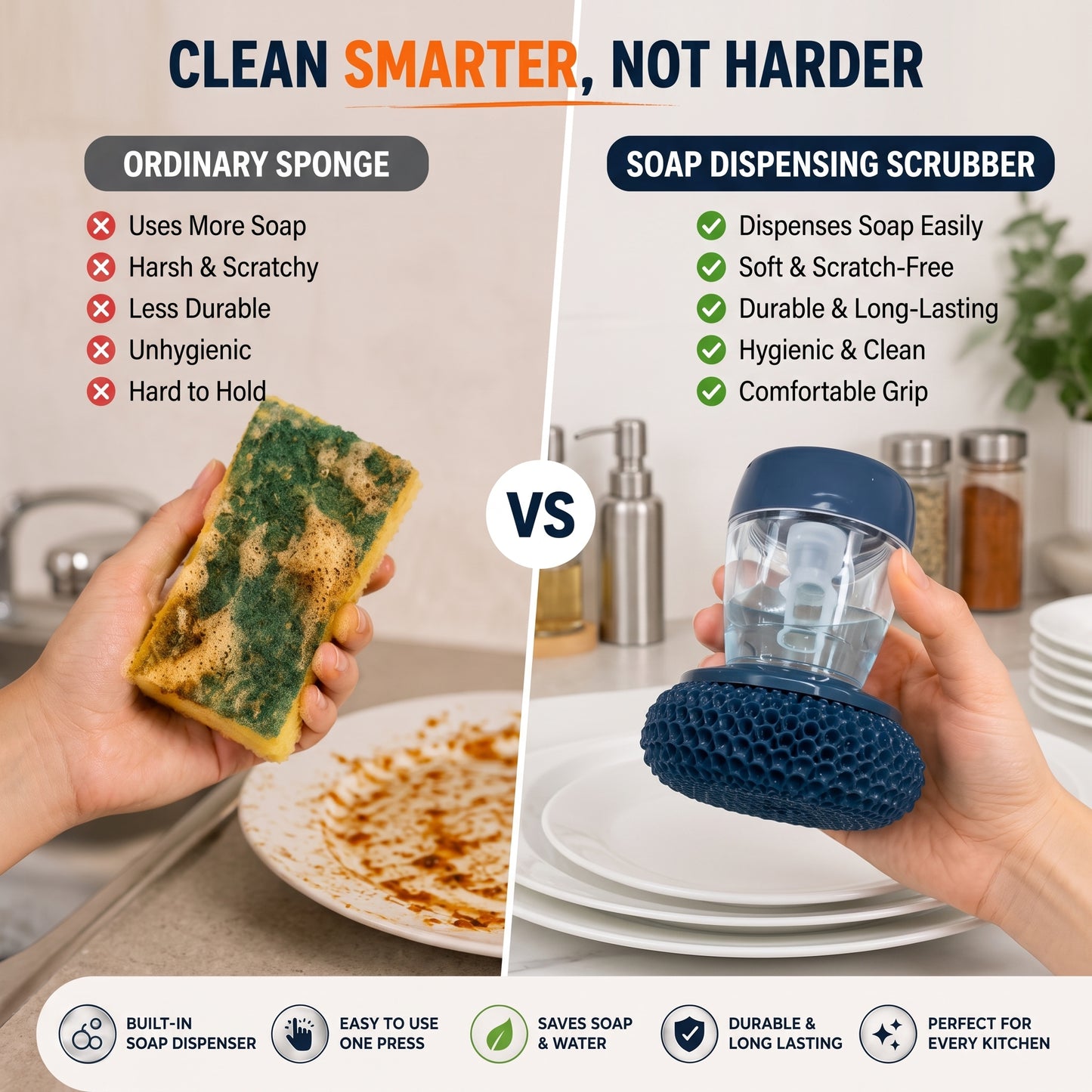 Automatic Soap Dispensing Dish Scrubber Brush