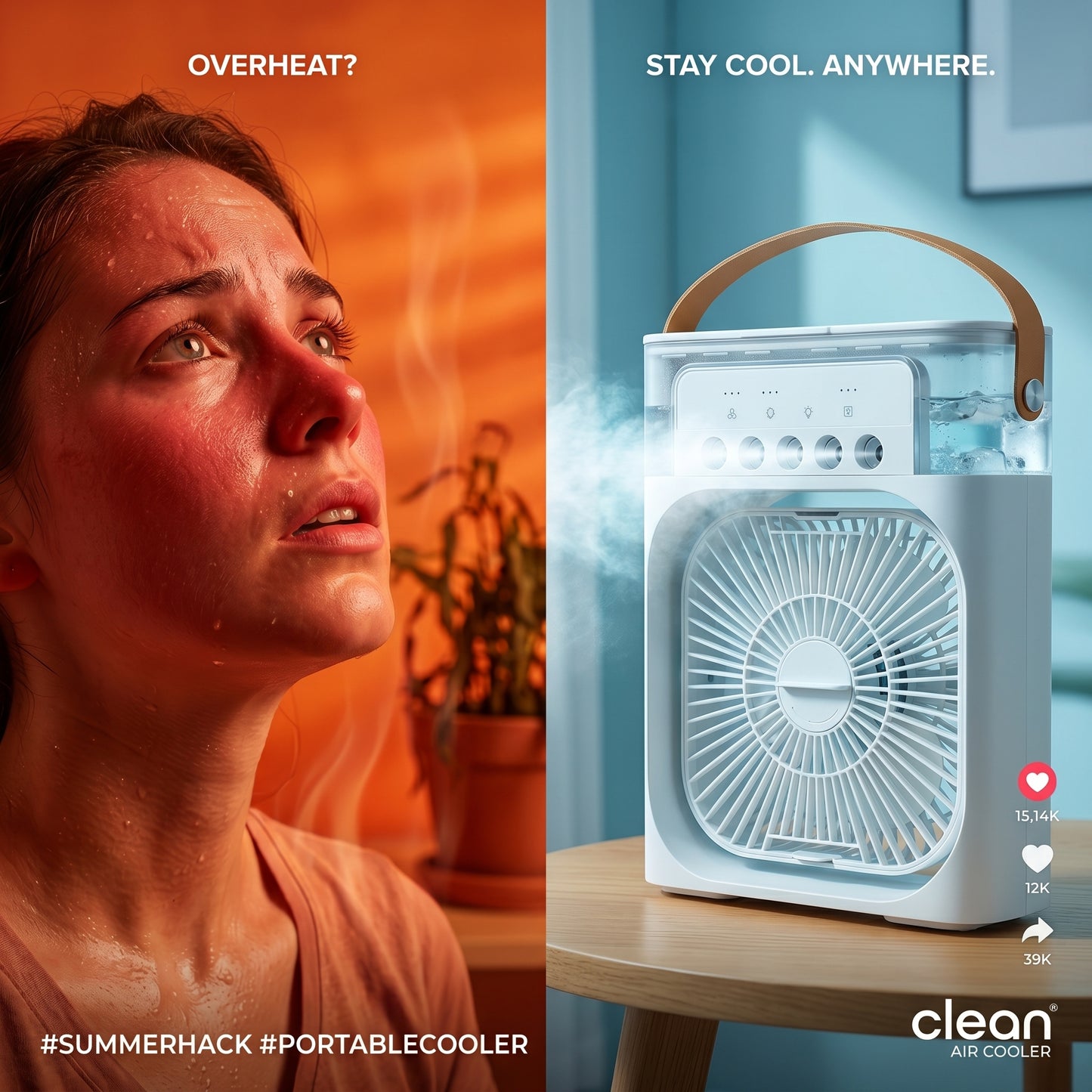Portable Air Cooler Fan with Mist Cooling