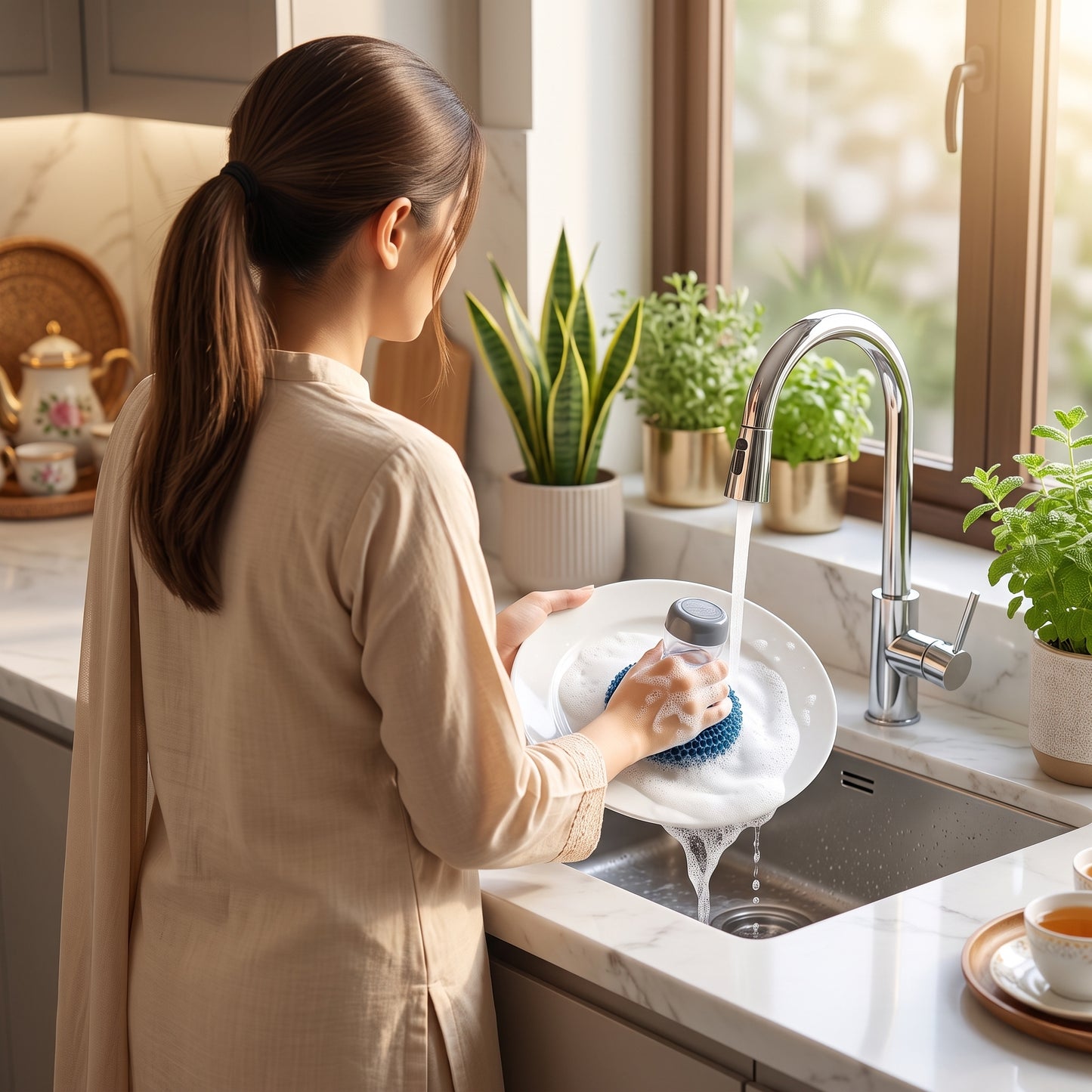 Automatic Soap Dispensing Dish Scrubber Brush